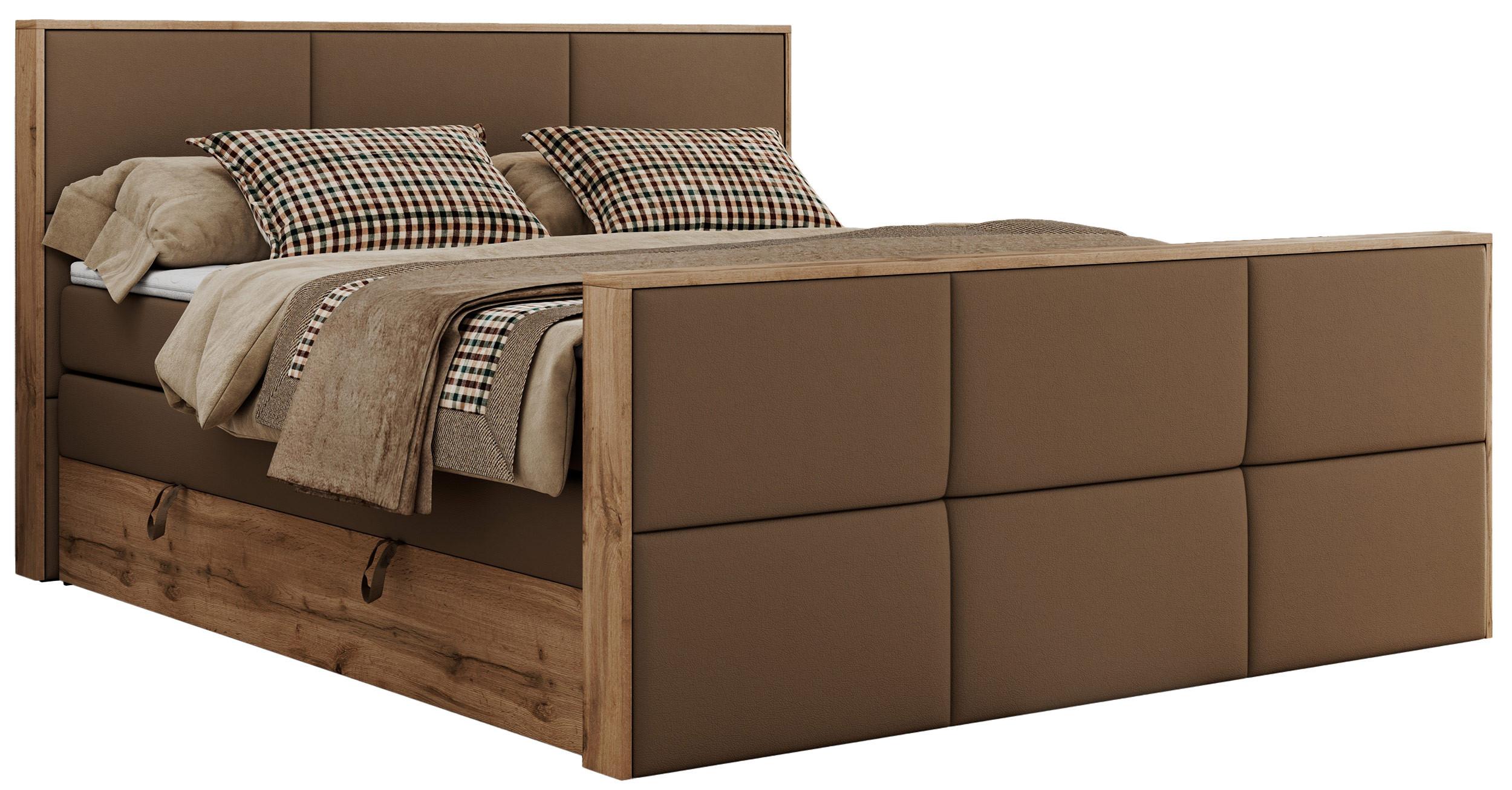 wohnli-moebel-suche-800000939383 Wohnli Möbelsuche - BOXSPRINGBETT ALBERO 2 KING DUO 200/200 Braun Kunstleder - H3