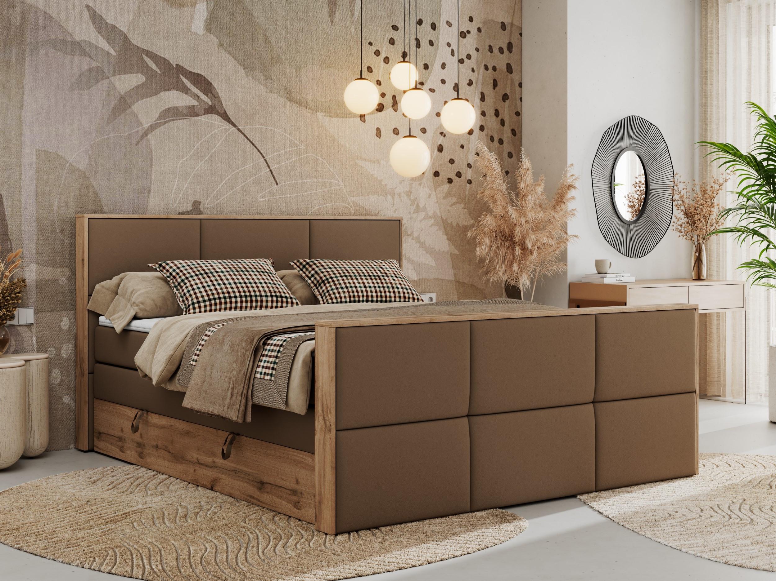 wohnli-moebel-suche-800000939403-1 BOXSPRINGBETT ALBERO 2 KING DUO 200/200 Braun Kunstleder - H4 Textil MKS Möbel > Betten > Boxspringbetten Braun