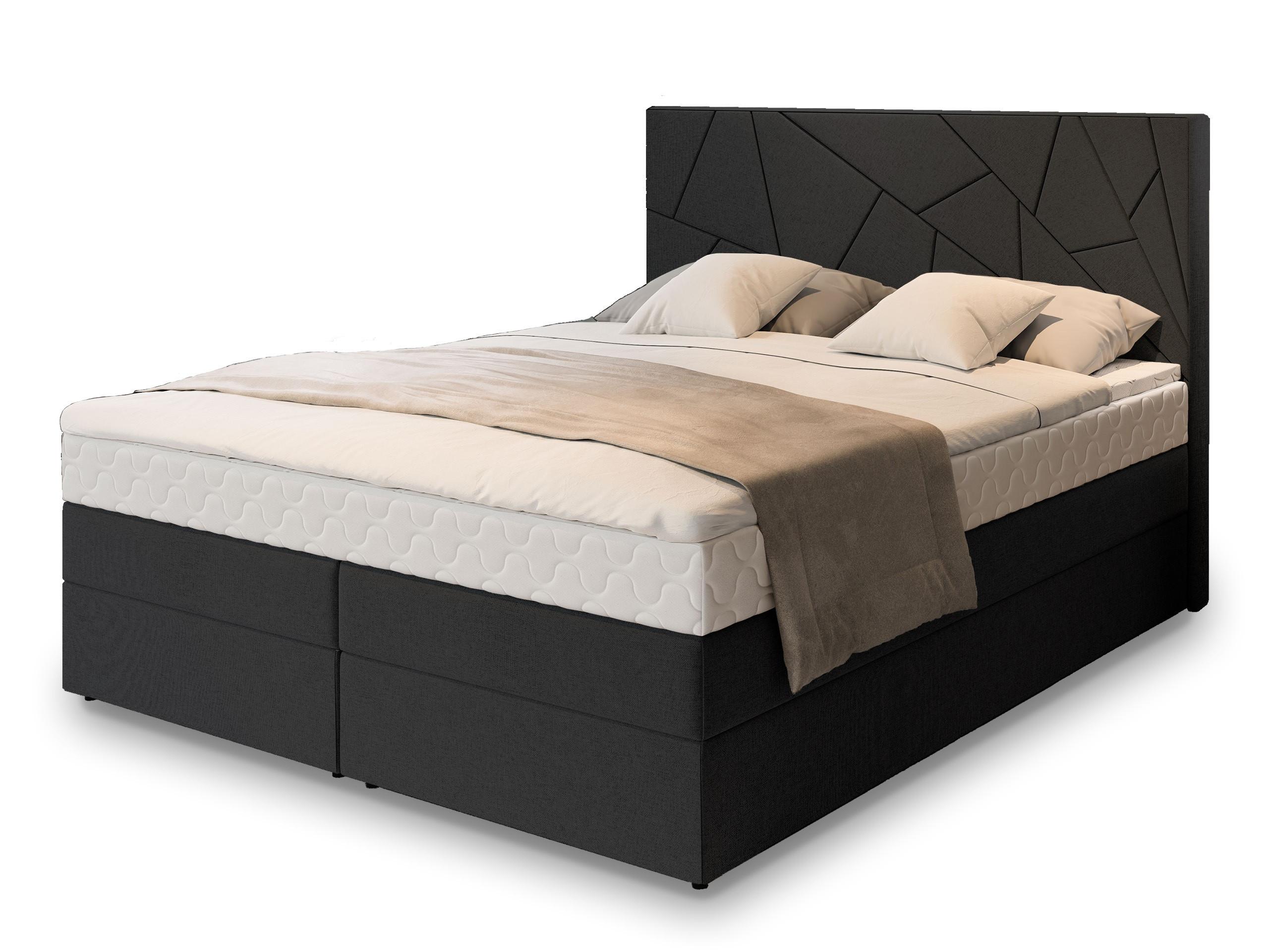 Wohnli Möbelsuche - BOXBETT TRANI 140x200 cm mit Matratze und Topper - Schwarz