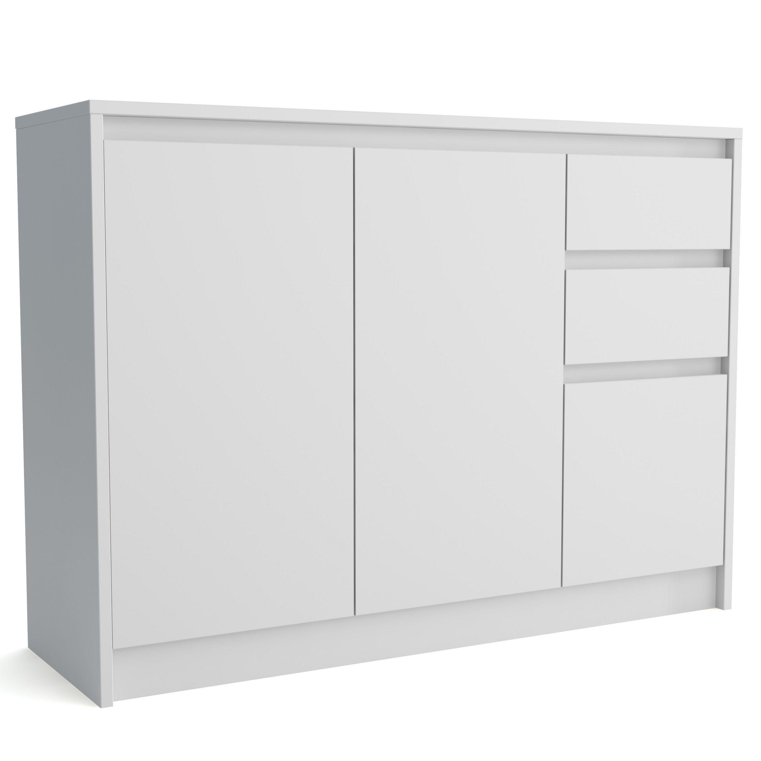 Wohnli Möbelsuche - KOMMODE ASTORRE 113/82/35 cm mit 2 Schubladen 3 Türen Weiß