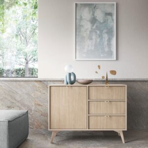 KOMMODE FORESTA 106/80/38 cm mit 3 Schubladen 1 Türen Beige Holzwerkstoff MASSENO Möbel > Kommoden & Schubladenschränke > Kommoden Beige