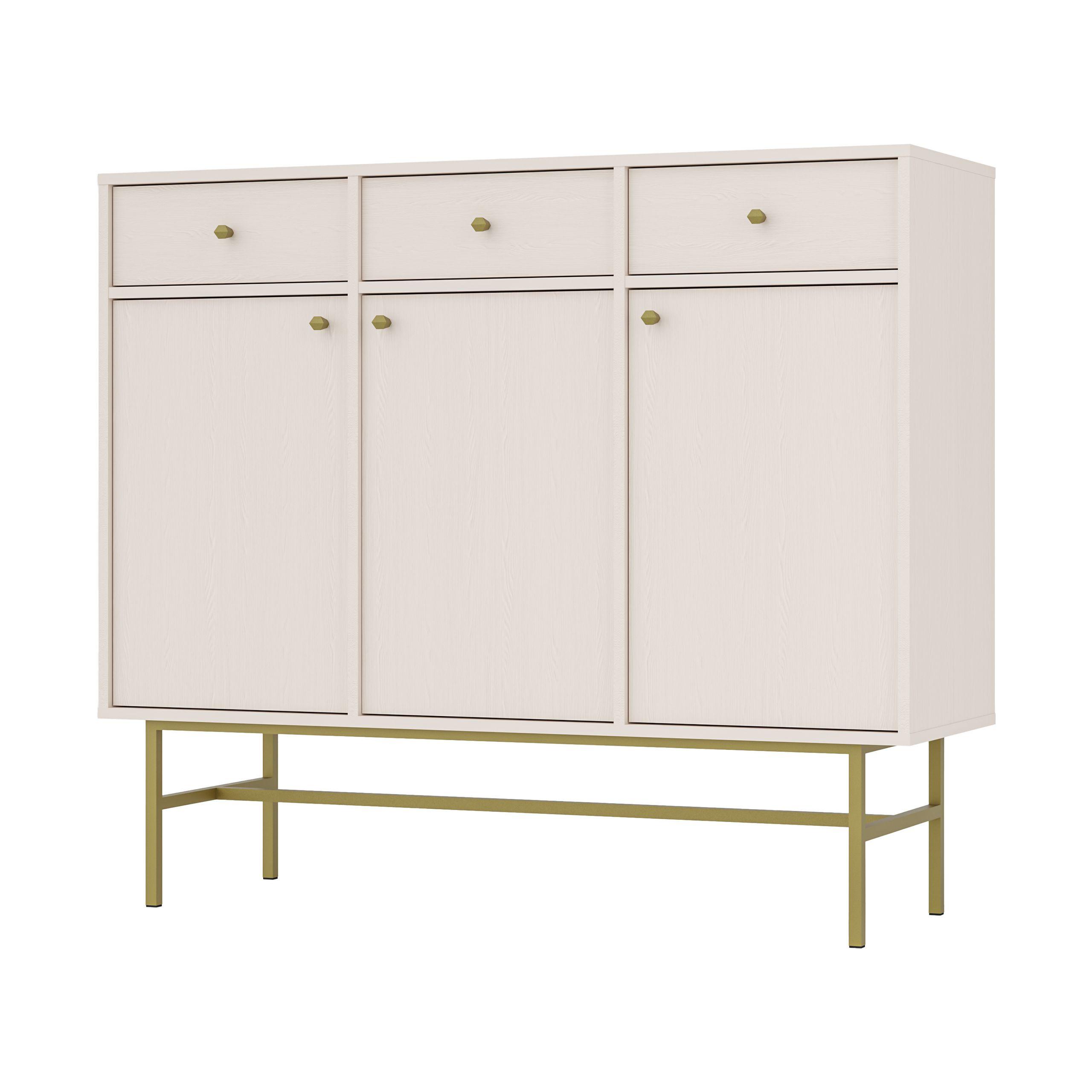 Wohnli Möbelsuche - KOMMODE TORINO 125/108/41 cm mit 3 Schubladen 3 Türen Beige