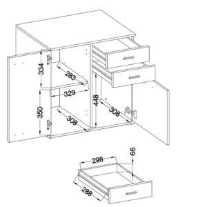 wohnli-moebel-suche-800000941023-1 KOMMODE MICHELE 71/75/35 cm mit 2 Schubladen 2 Türen Braun Holzwerkstoff MASSENO Möbel > Kommoden & Schubladenschränke > Kommoden Braun
