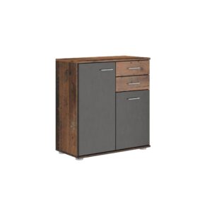 Wohnli Möbelsuche - KOMMODE MICHELE 71/75/35 cm mit 2 Schubladen 2 Türen Braun