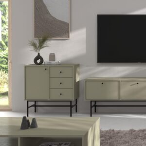 wohnli-moebel-suche-800000941029-1 KOMMODE TORINO 84/86/41 cm mit 3 Schubladen 1 Türen Hellgrün Holzwerkstoff MASSENO Möbel > Kommoden & Schubladenschränke > Kommoden Grau