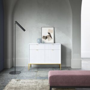 wohnli-moebel-suche-800000941036-1 KOMMODE STELLARE 104/83/39 cm mit 2 Schubladen 2 Türen Weiß Holzwerkstoff MASSENO Möbel > Kommoden & Schubladenschränke > Kommoden Weiß
