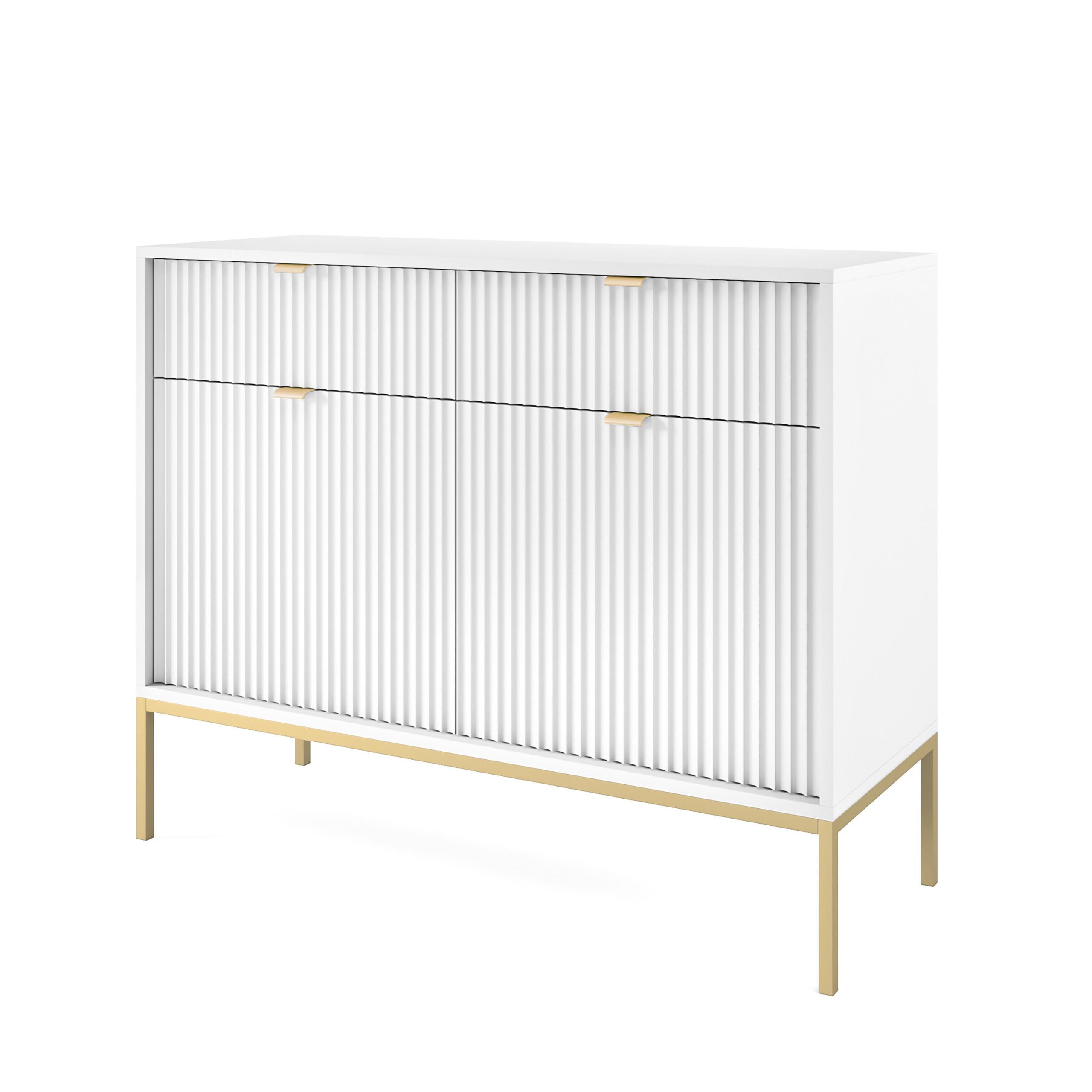 Wohnli Möbelsuche - KOMMODE STELLARE 104/83/39 cm mit 2 Schubladen 2 Türen Weiß