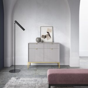 wohnli-moebel-suche-800000941042-1 KOMMODE STELLARE 104/83/39 cm mit 2 Schubladen 2 Türen Grau Holzwerkstoff MASSENO Möbel > Kommoden & Schubladenschränke > Kommoden Grau