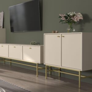 wohnli-moebel-suche-800000941044-1 KOMMODE TORINO 84/86/41 cm mit 2 Türen Beige Holzwerkstoff MASSENO Möbel > Kommoden & Schubladenschränke > Kommoden Weiß