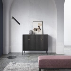 wohnli-moebel-suche-800000941048-1 KOMMODE STELLARE 104/83/39 cm mit 2 Schubladen 2 Türen Schwarz Holzwerkstoff MASSENO Möbel > Kommoden & Schubladenschränke > Kommoden Schwarz