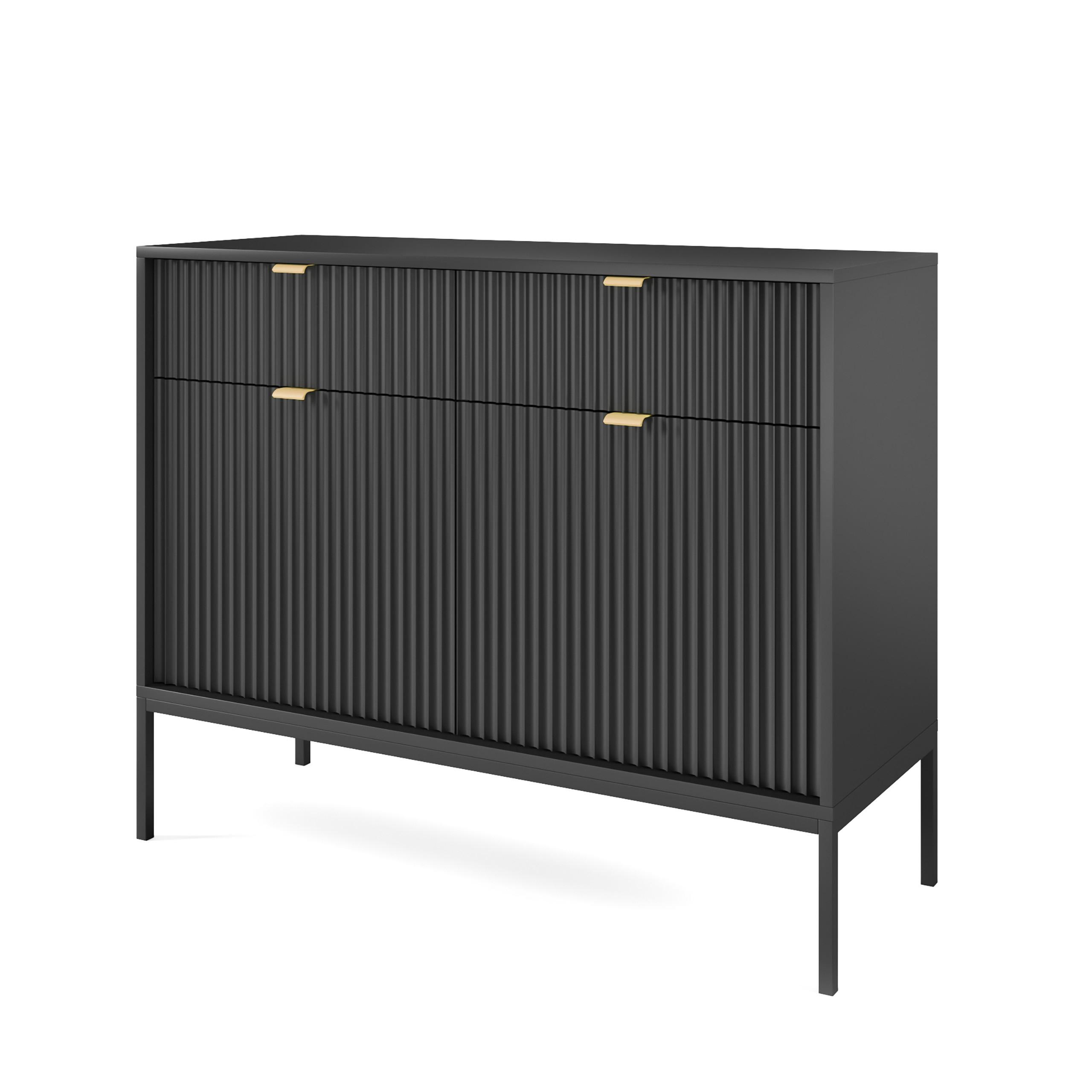 wohnli-moebel-suche-800000941048 Wohnli Möbelsuche - KOMMODE STELLARE 104/83/39 cm mit 2 Schubladen 2 Türen Schwarz
