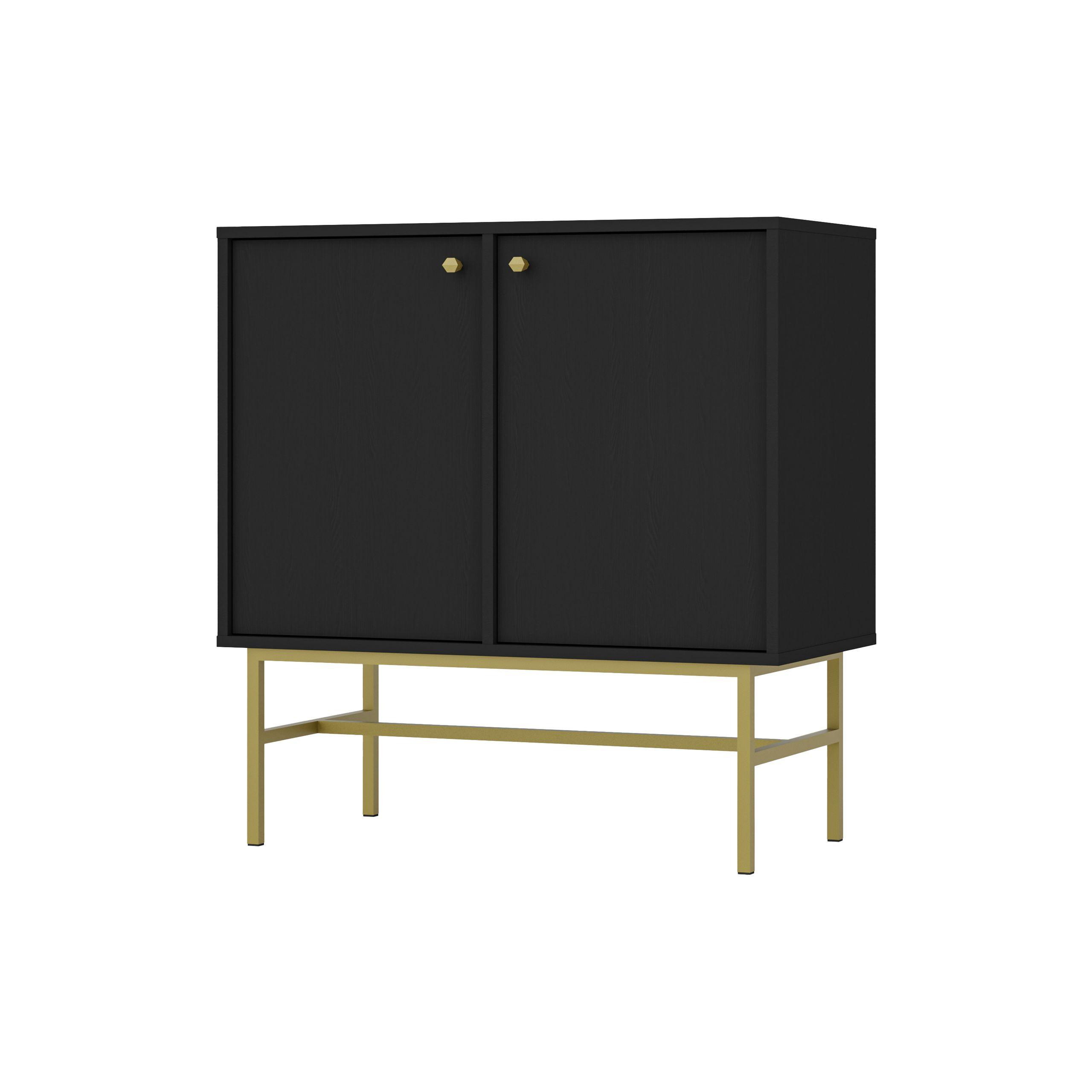 Wohnli Möbelsuche - KOMMODE TORINO 84/86/41 cm mit 2 Türen Graphitfarben