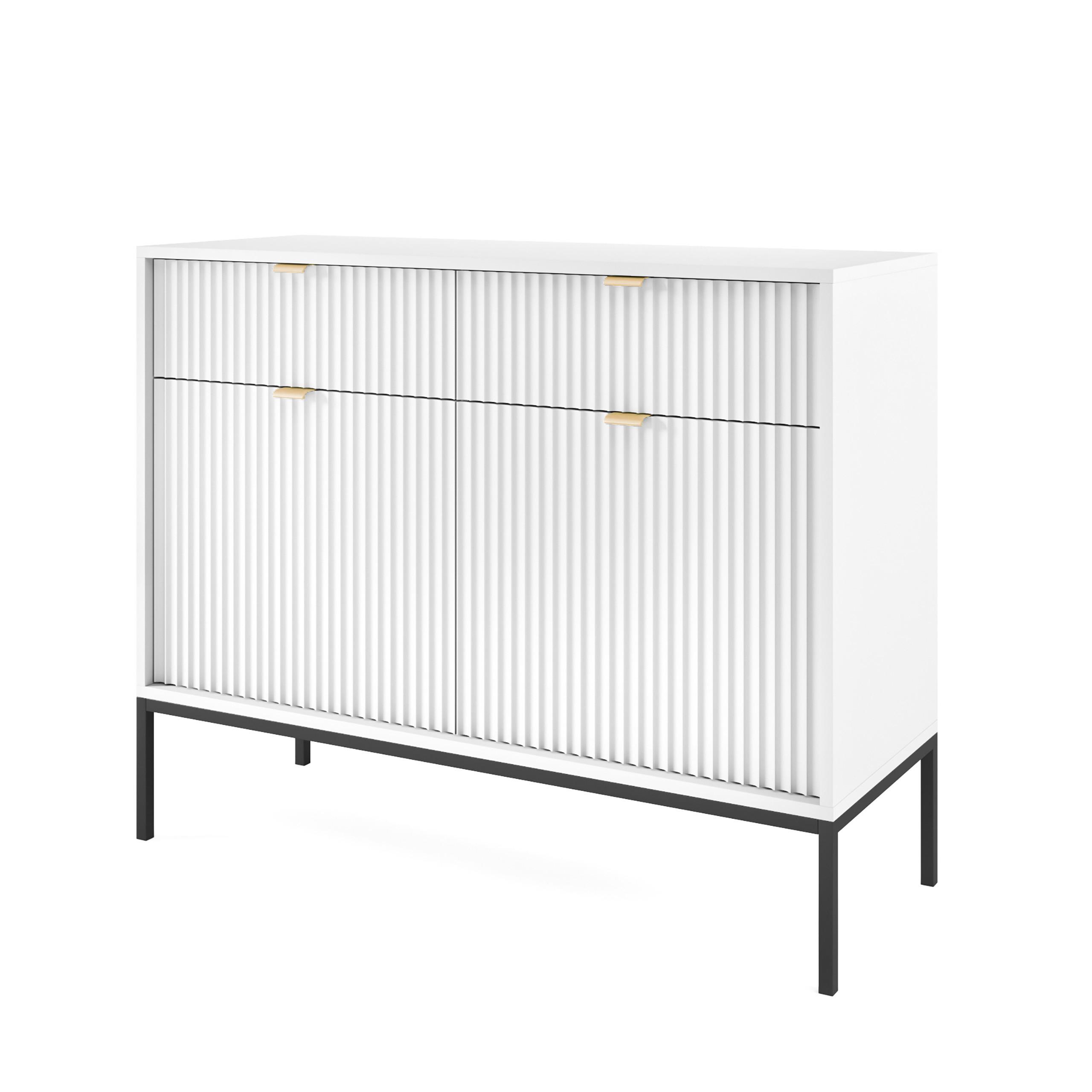 Wohnli Möbelsuche - KOMMODE STELLARE 104/83/39 cm mit 2 Schubladen 2 Türen Weiß