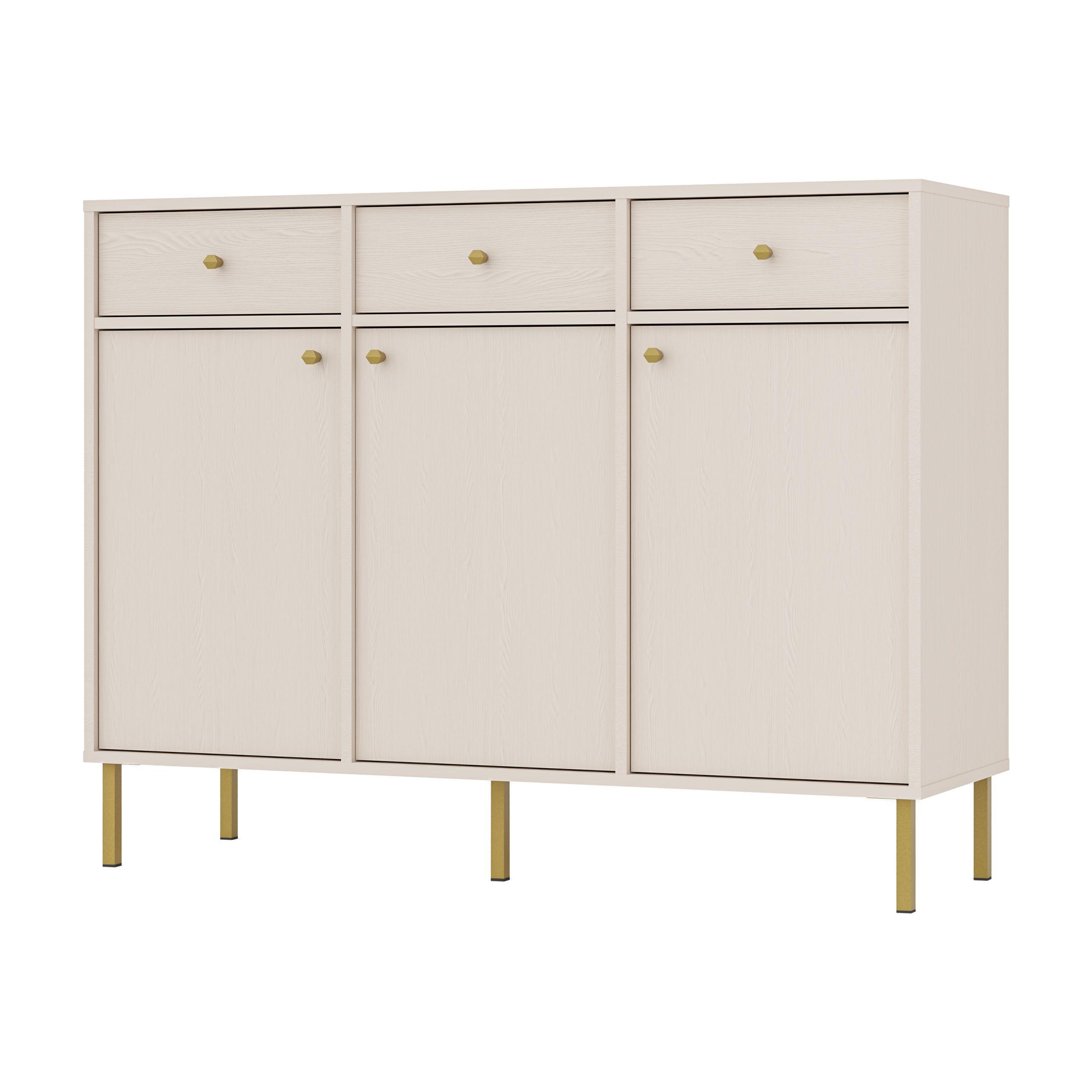 Wohnli Möbelsuche - KOMMODE TORINO 125/95/41 cm mit 3 Schubladen 3 Türen Beige