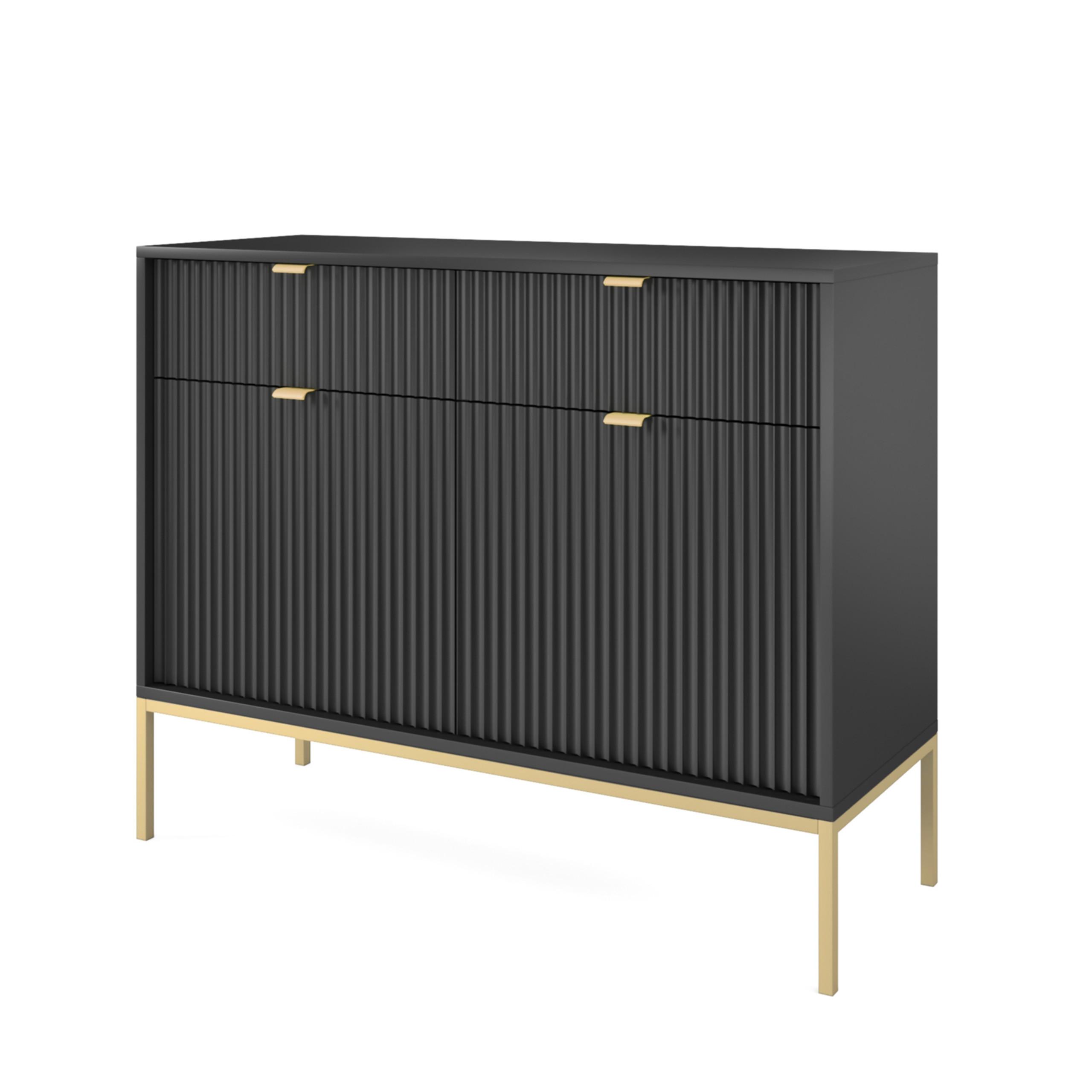 wohnli-moebel-suche-800000941069 Wohnli Möbelsuche - KOMMODE STELLARE 104/83/39 cm mit 2 Schubladen 2 Türen Schwarz