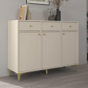 KOMMODE TORINO 125/94/41 cm mit 3 Schubladen 3 Türen Beige Holzwerkstoff MASSENO Möbel > Kommoden & Schubladenschränke > Kommoden Beige
