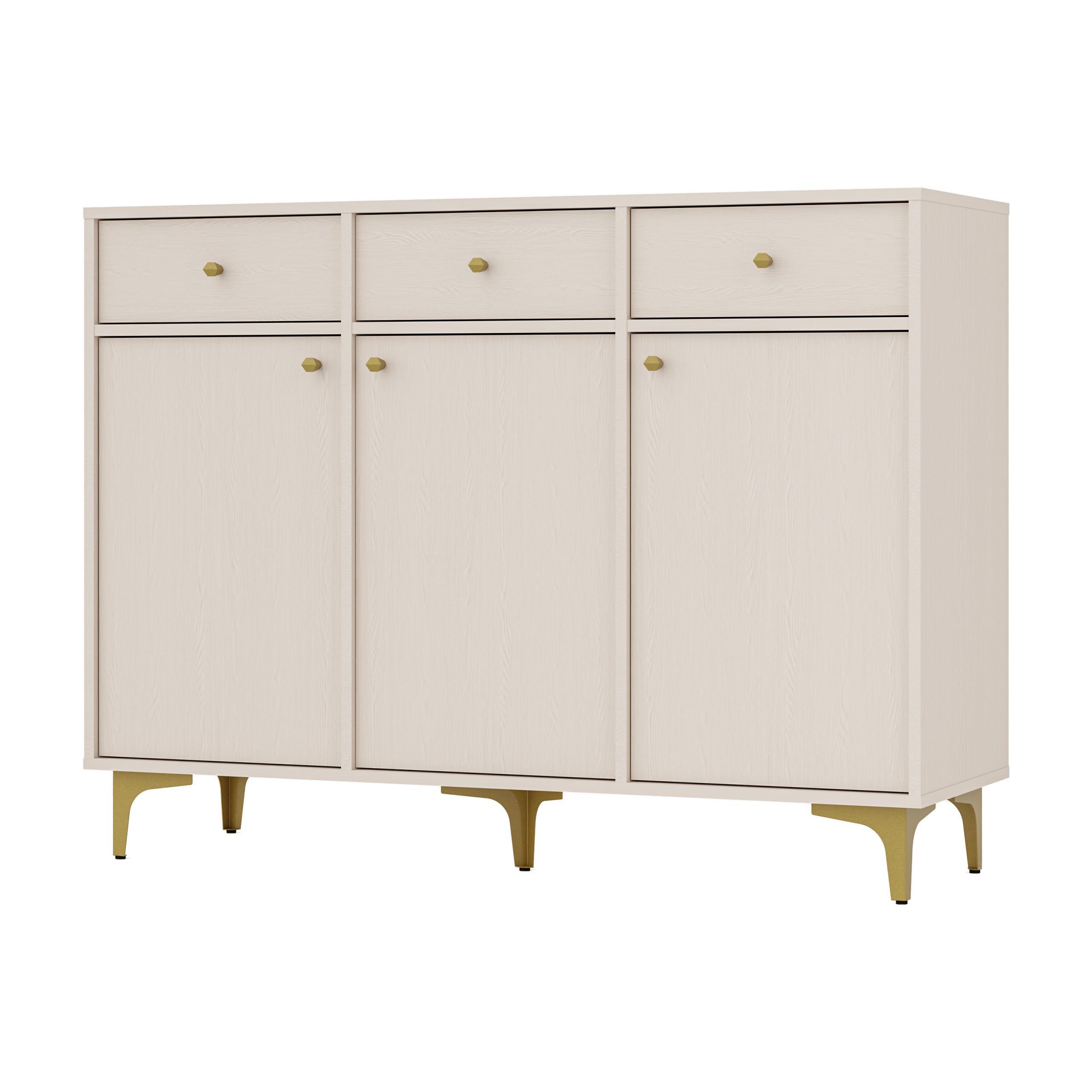 Wohnli Möbelsuche - KOMMODE TORINO 125/94/41 cm mit 3 Schubladen 3 Türen Beige