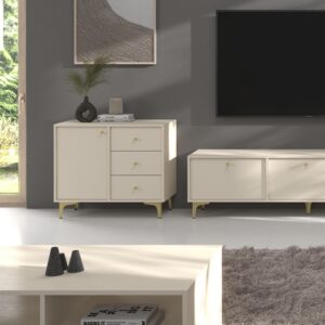 wohnli-moebel-suche-800000941077-1 KOMMODE TORINO 84/72/41 cm mit 3 Schubladen 1 Türen Beige Holzwerkstoff MASSENO Möbel > Kommoden & Schubladenschränke > Kommoden Beige
