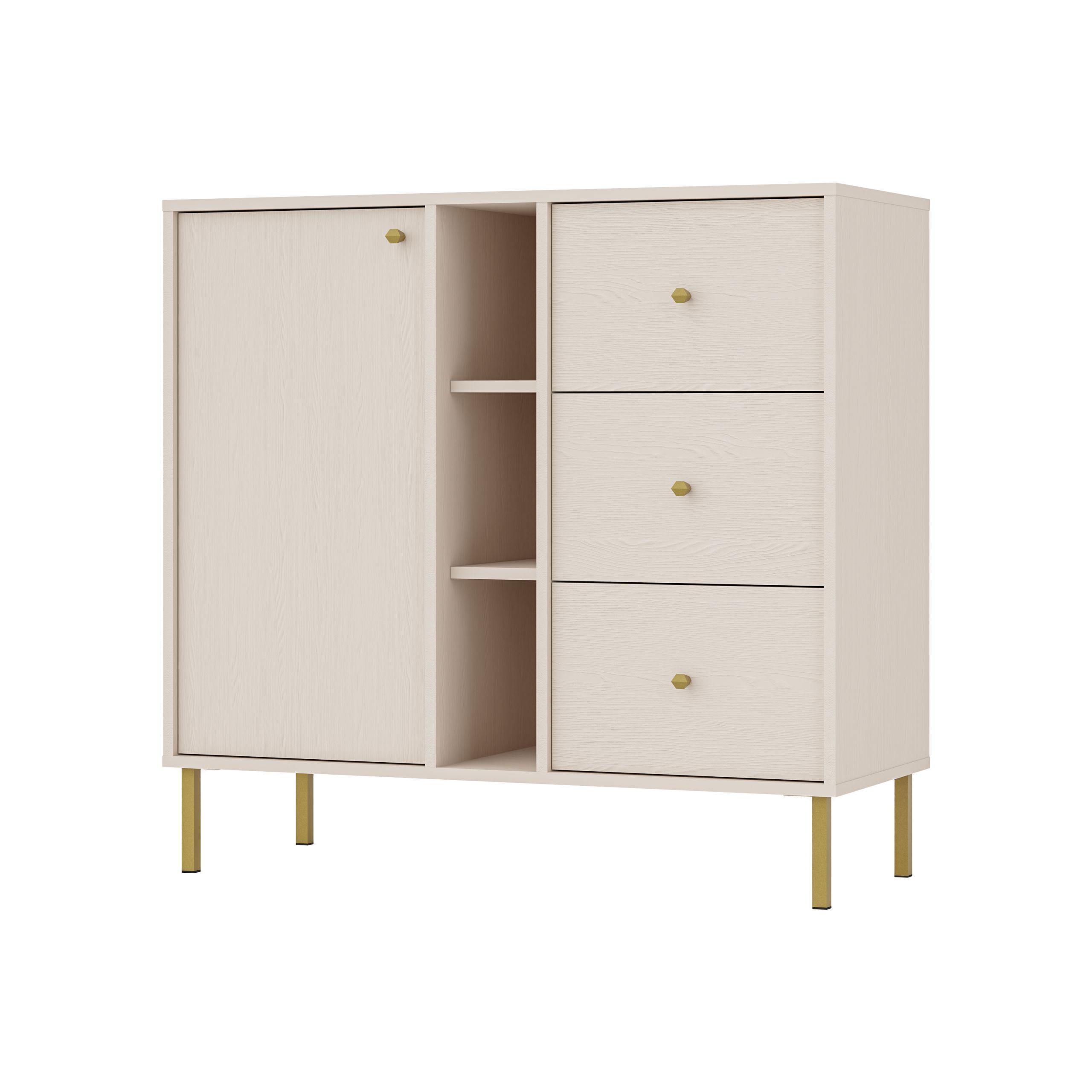 Wohnli Möbelsuche - KOMMODE TORINO 100/95/41 cm mit 3 Schubladen 1 Türen Beige