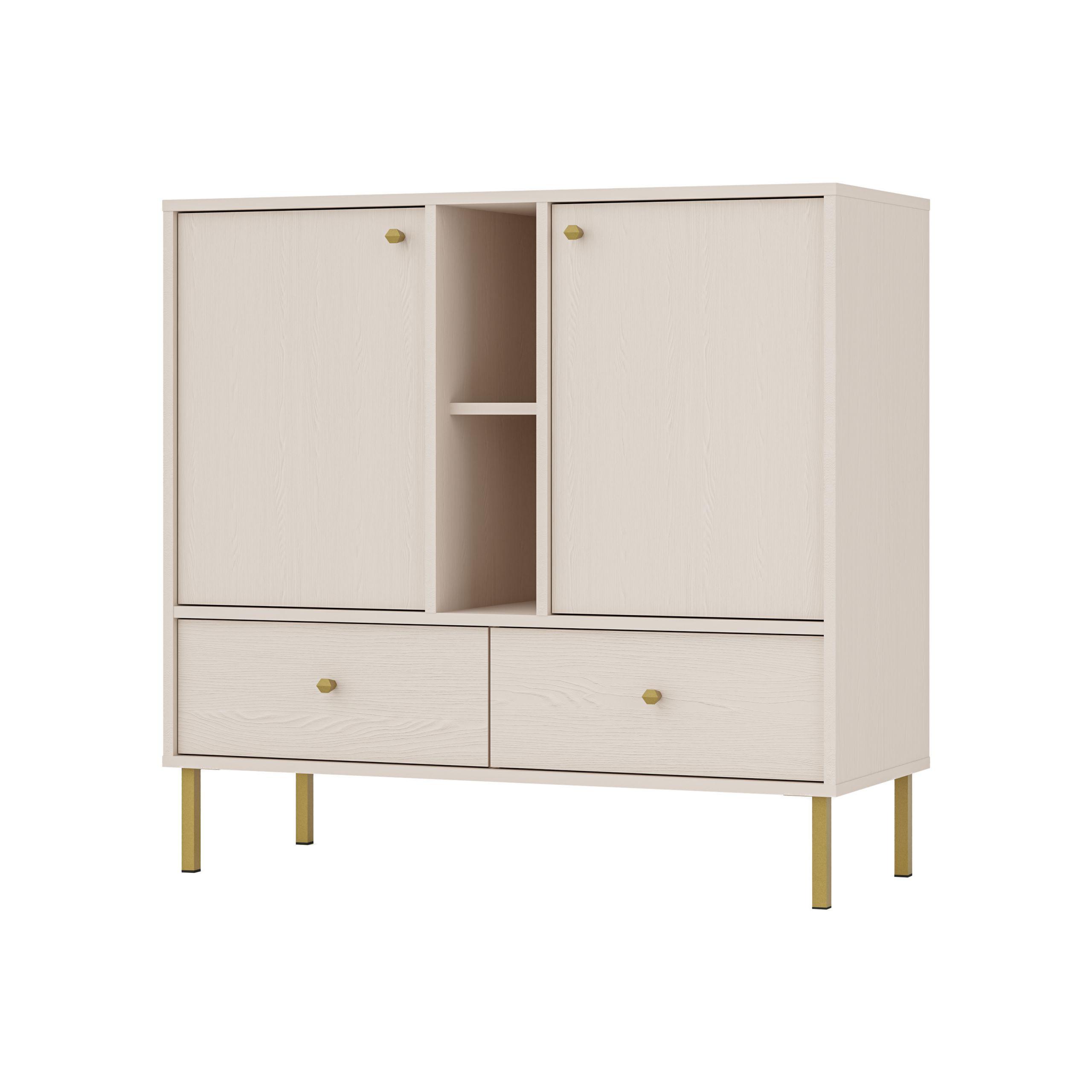 Wohnli Möbelsuche - KOMMODE TORINO 100/95/41 cm mit 2 Schubladen 2 Türen Beige