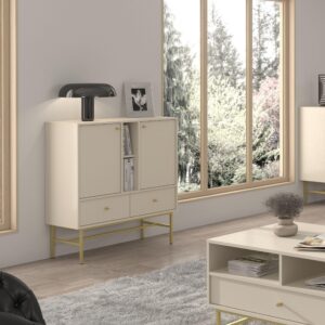 KOMMODE TORINO 100/108/41 cm mit 2 Schubladen 2 Türen Beige Holzwerkstoff MASSENO Möbel > Kommoden & Schubladenschränke > Kommoden Beige