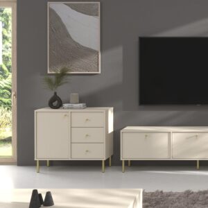 KOMMODE TORINO 84/74/41 cm mit 3 Schubladen 1 Türen Beige Holzwerkstoff MASSENO Möbel > Kommoden & Schubladenschränke > Kommoden Beige
