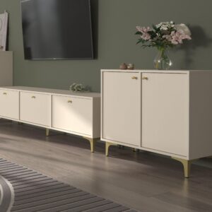 wohnli-moebel-suche-800000941115-1 KOMMODE TORINO 84/72/41 cm mit 2 Türen Beige Holzwerkstoff MASSENO Möbel > Kommoden & Schubladenschränke > Kommoden Beige