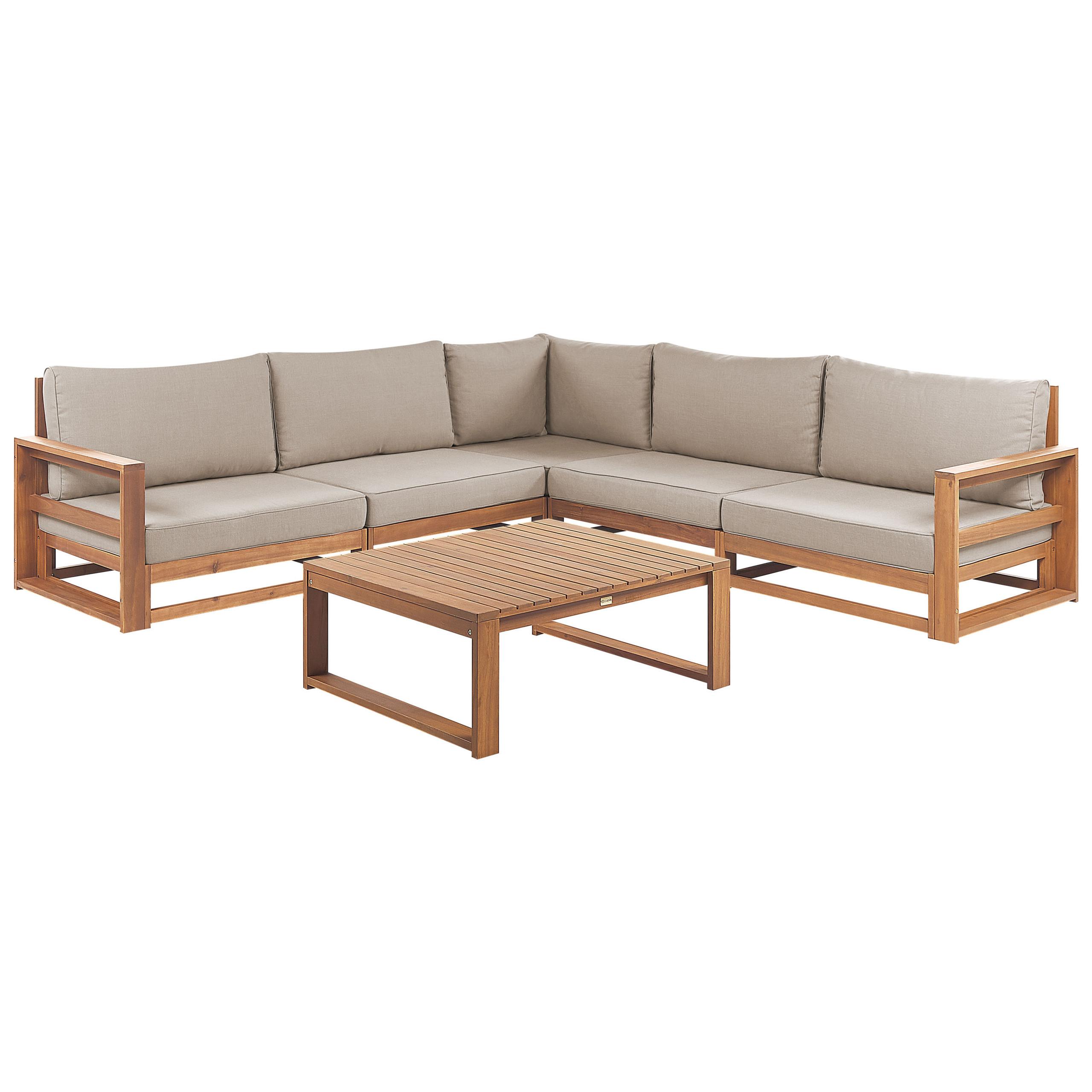 Wohnli Möbelsuche - LOUNGE-SET 5-Sitzer zertifiziertes hellbraun modular Auflagen taupe Timor II
