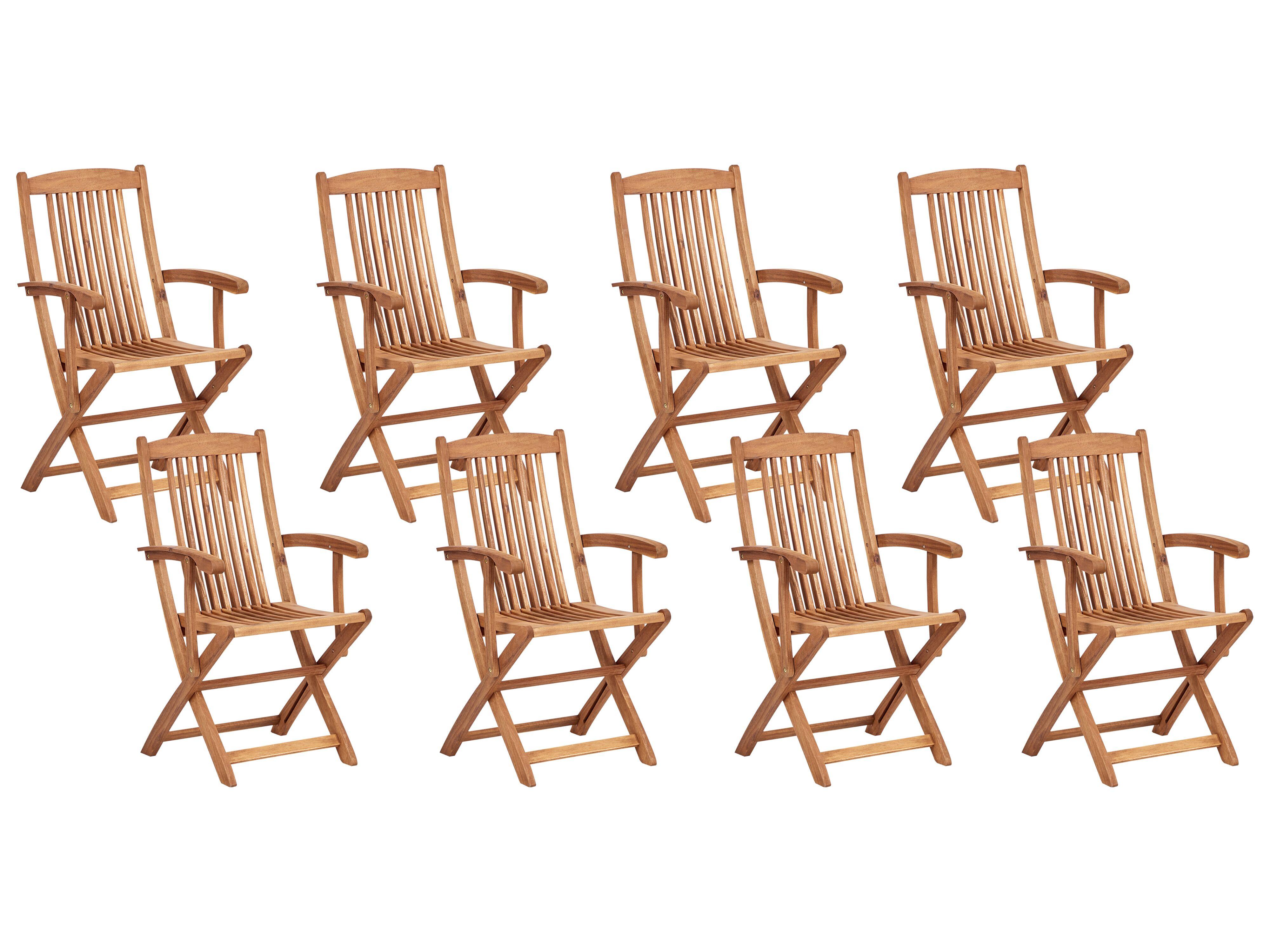 GARTENTISCH-SET 8-Sitzer Heller Holzfarbton Maui II Holz Beliani Garten & Outdoor > Gartenmöbel > Gartenmöbel-Sets Braun
