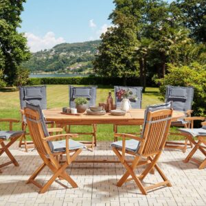 wohnli-moebel-suche-800000941132-1 GARTENTISCH-SET 8-Sitzer Heller Holzfarbton Maui II Holz Beliani Garten & Outdoor > Gartenmöbel > Gartenmöbel-Sets Braun