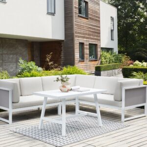 wohnli-moebel-suche-800000941145-1 LOUNGE-SET 6-Sitzer Weiß Castella/Fratte Metall Beliani Garten & Outdoor > Gartenmöbel > Gartenmöbel-Sets Grau