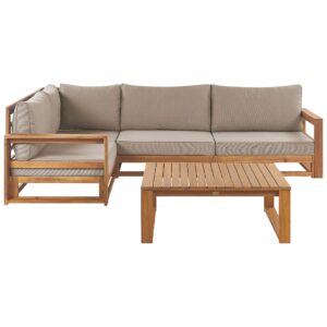 wohnli-moebel-suche-800000941146 Wohnli Möbelsuche - LOUNGE SET 4-Sitzer zertifiziertes Holz heller holzfarbton modular Auflagen taupe Timor