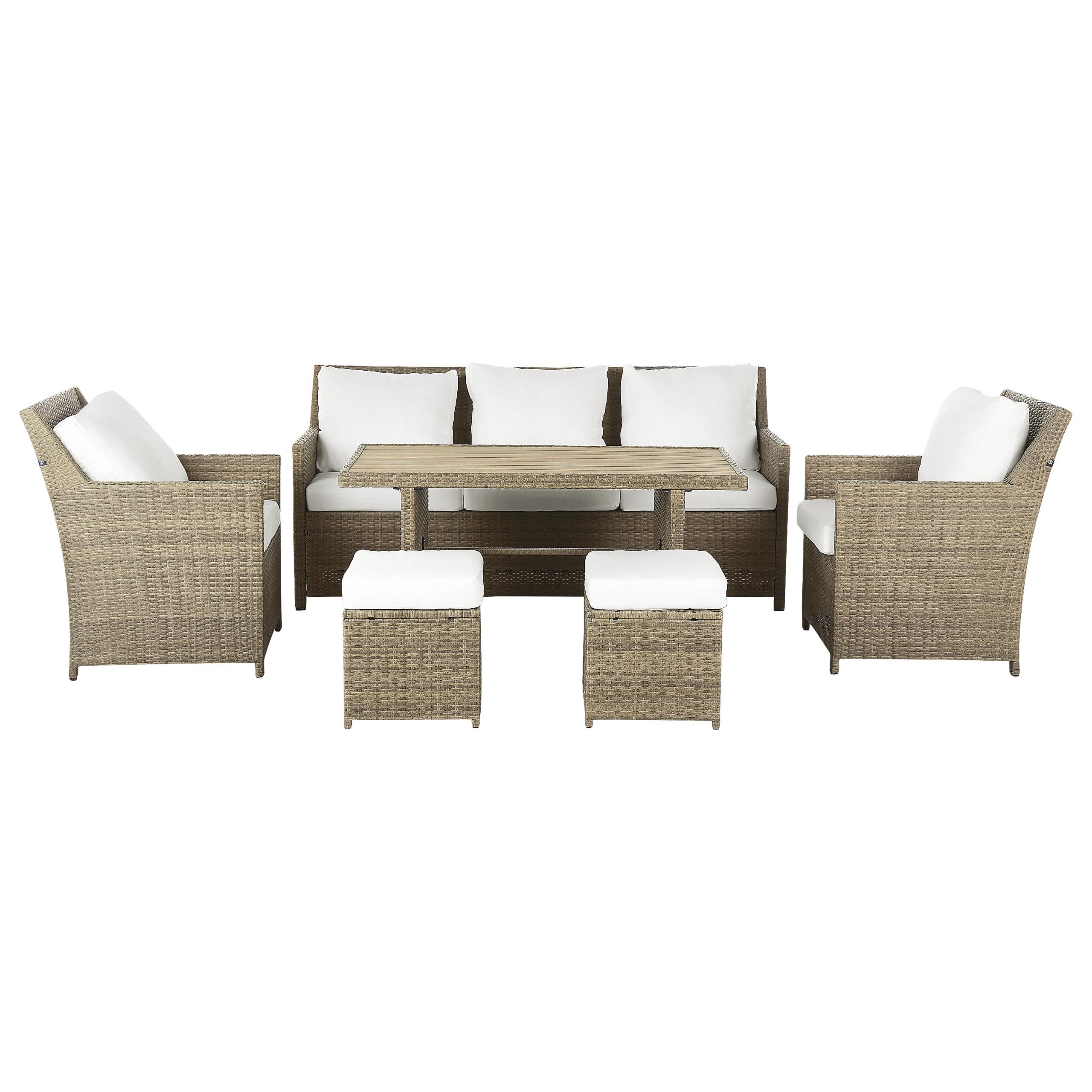 Wohnli Möbelsuche - LOUNGE SET 5-Sitzer Rattan Auflagen weiß Fonti
