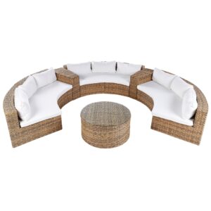 wohnli-moebel-suche-800000941717-1 LOUNGE SET PE Rattan hellbraun Severo Kunststoff Beliani Garten & Outdoor > Gartenmöbel > Gartenmöbel-Sets Braun
