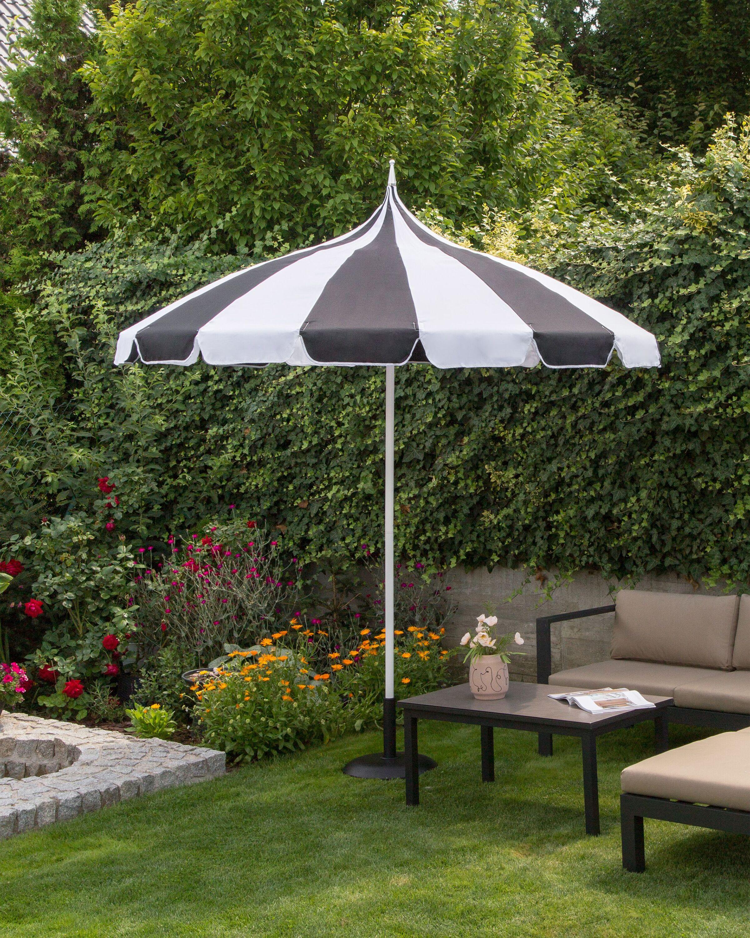 SONNENSCHIRM Schwarz Minoa Textil Beliani Garten & Outdoor > Sonnen- & Sichtschutz > Sonnen- & Ampelschirme Schwarz