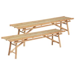 wohnli-moebel-suche-800000942430 Wohnli Möbelsuche - GARTENBÄNKE 4-Sitzer 2er Set Heller Holzfarbton Tindari