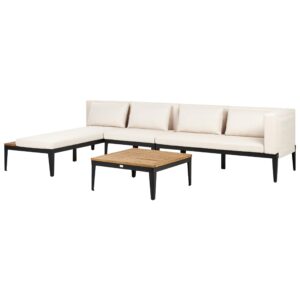 wohnli-moebel-suche-800000942449-1 LOUNGE-SET 4-Sitzer Beige Bracciano Holz Beliani Garten & Outdoor > Gartenmöbel > Gartenmöbel-Sets Beige