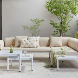 wohnli-moebel-suche-800000942474-1 LOUNGE-SET 5-Sitzer Beige Rasiglia Metall Beliani Garten & Outdoor > Gartenmöbel > Gartenmöbel-Sets Beige