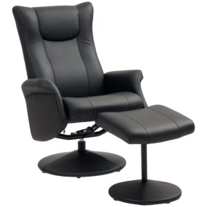 Wohnli Möbelsuche - RELAXSESSEL mit Hocker 360°Drehbarer Fernsehsessel mit Liegefunktion Schwarz