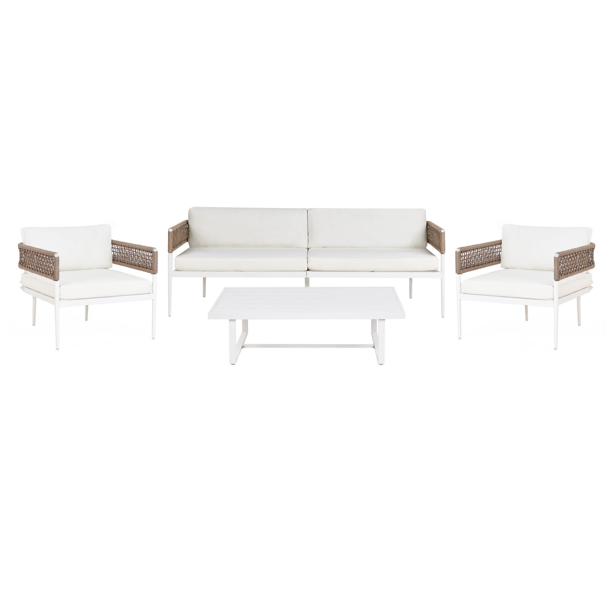 Wohnli Möbelsuche - LOUNGE-SET 4-sitzer Symmetrisch Aluminium Weiß Serla