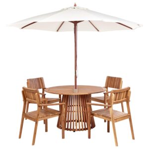 wohnli-moebel-suche-800000943628 Wohnli Möbelsuche - GARTENMÖBEL-SET 4-Sitzer Heller Holzfarbton mit Sonnenschirm Agello