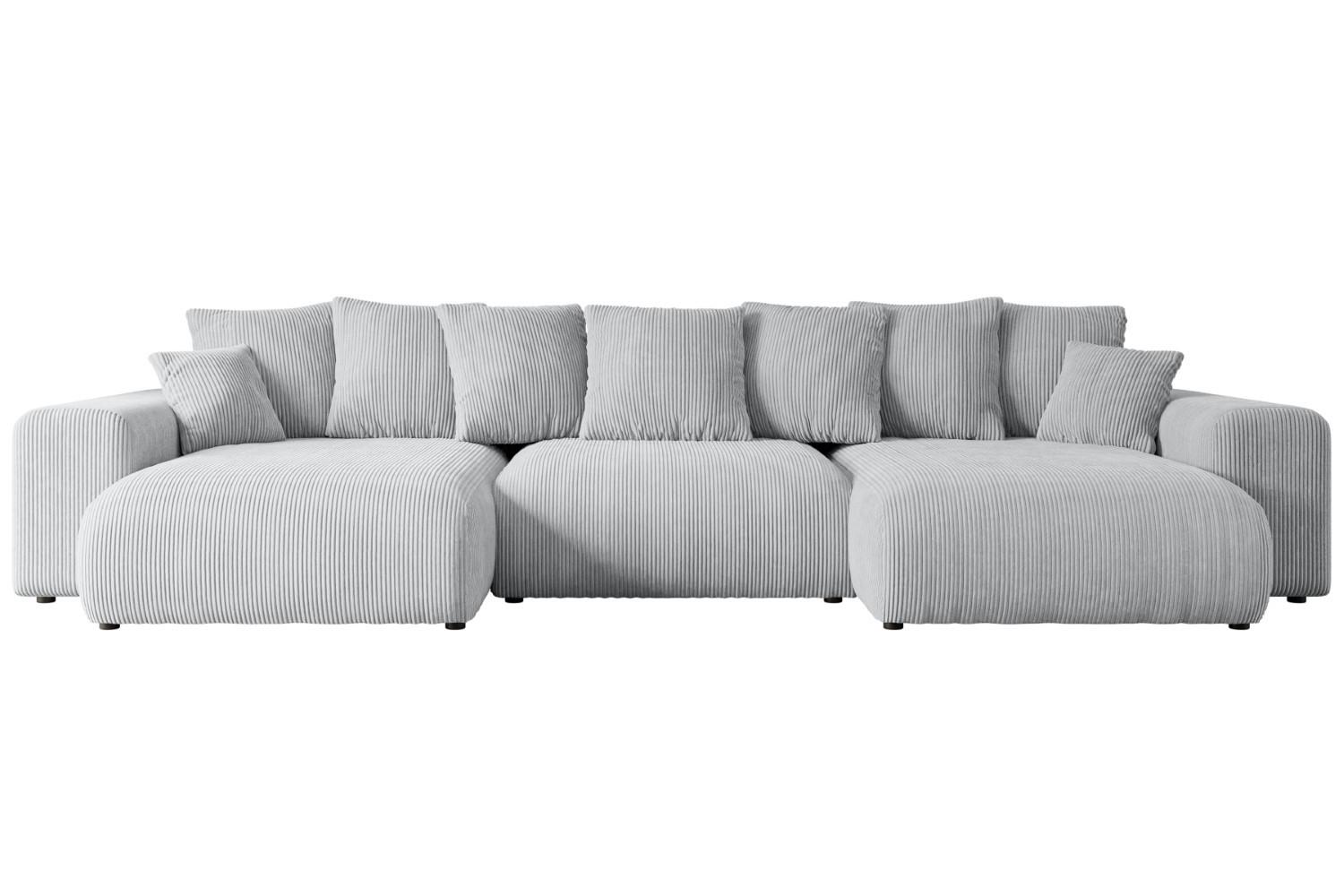 Wohnli Möbelsuche - WOHNLANDSCHAFT mit Schlaffunktion ESKAR-U -364x176x72cm Grau Cord