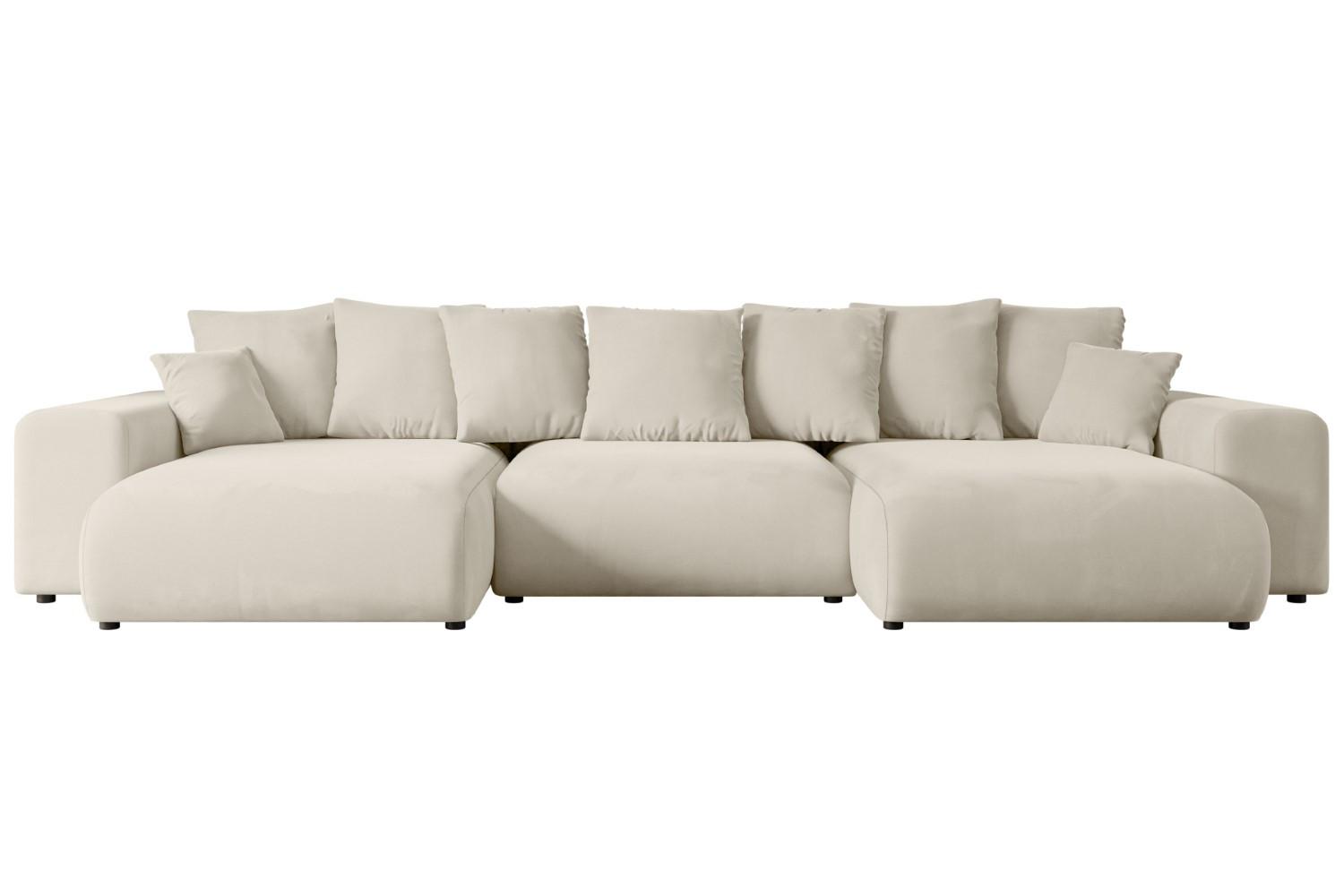 wohnli-moebel-suche-800000944501 Wohnli Möbelsuche - WOHNLANDSCHAFT mit Schlaffunktion ESKAR-U -364x176x72cm Beige Velours
