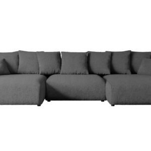 wohnli-moebel-suche-800000944506 Wohnli Möbelsuche - WOHNLANDSCHAFT mit Schlaffunktion ESKAR-U -364x176x72cm Grau Bouclé