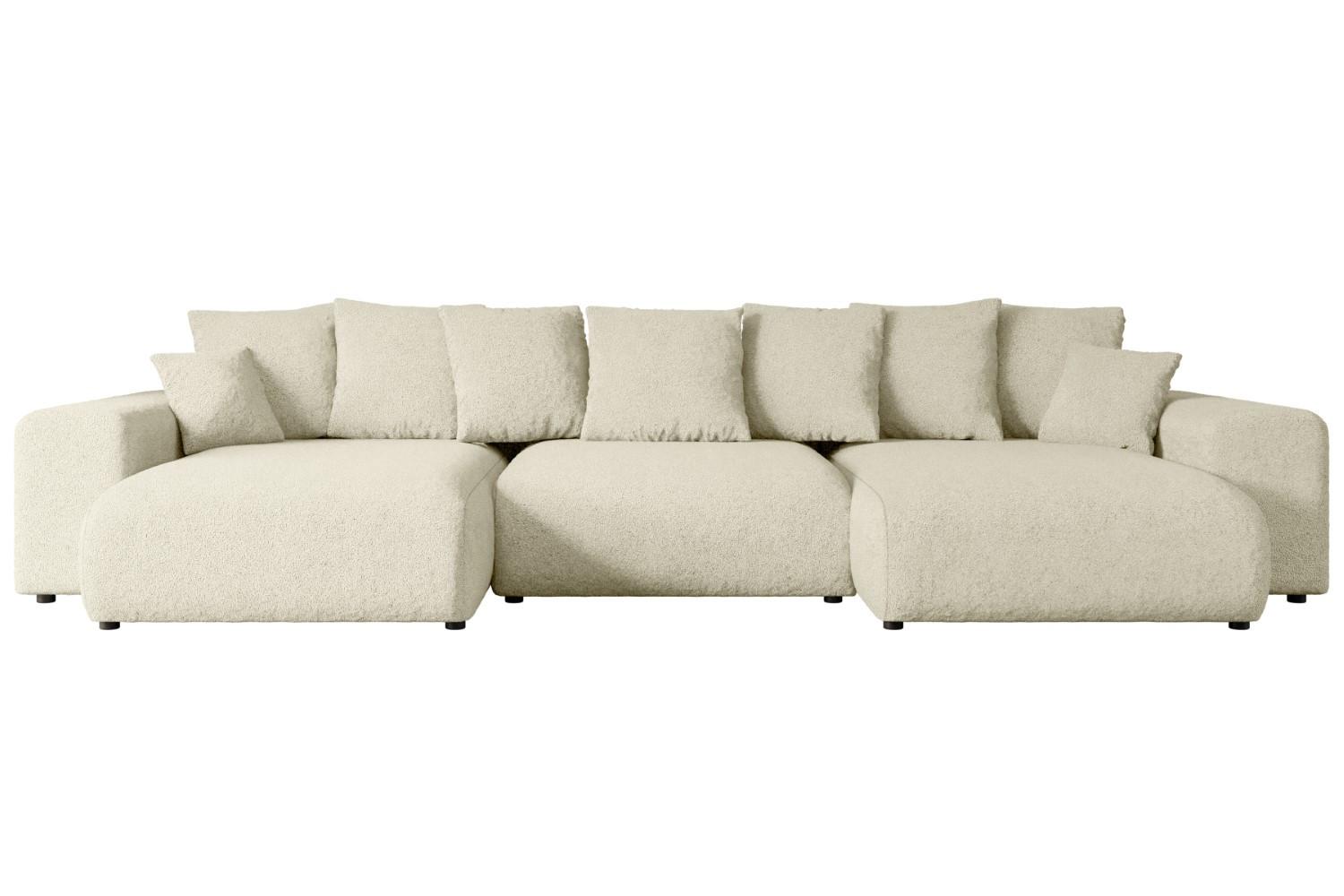 wohnli-moebel-suche-800000944513 Wohnli Möbelsuche - WOHNLANDSCHAFT mit Schlaffunktion ESKAR-U -364x176x72cm Beige Bouclé