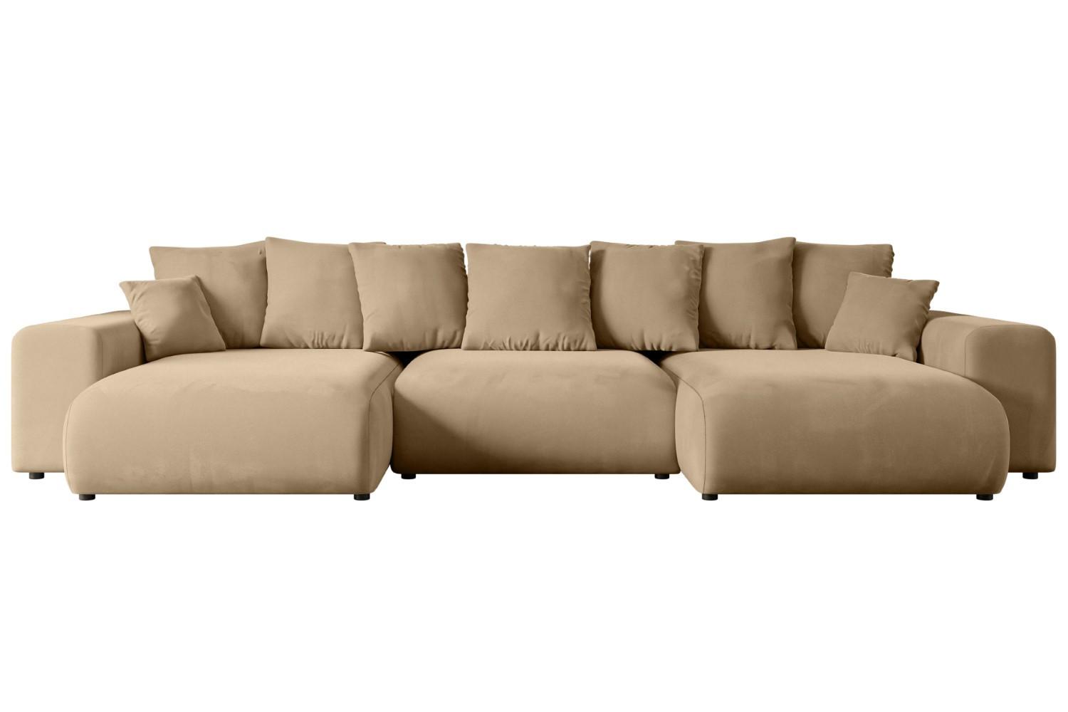 wohnli-moebel-suche-800000944523 Wohnli Möbelsuche - WOHNLANDSCHAFT mit Schlaffunktion ESKAR-U -364x176x72cm Beige Velours