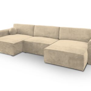 wohnli-moebel-suche-800000944867 Wohnli Möbelsuche - WOHNLANDSCHAFT FENTO M Creme Velours-Stoff mit Schlaffunktion