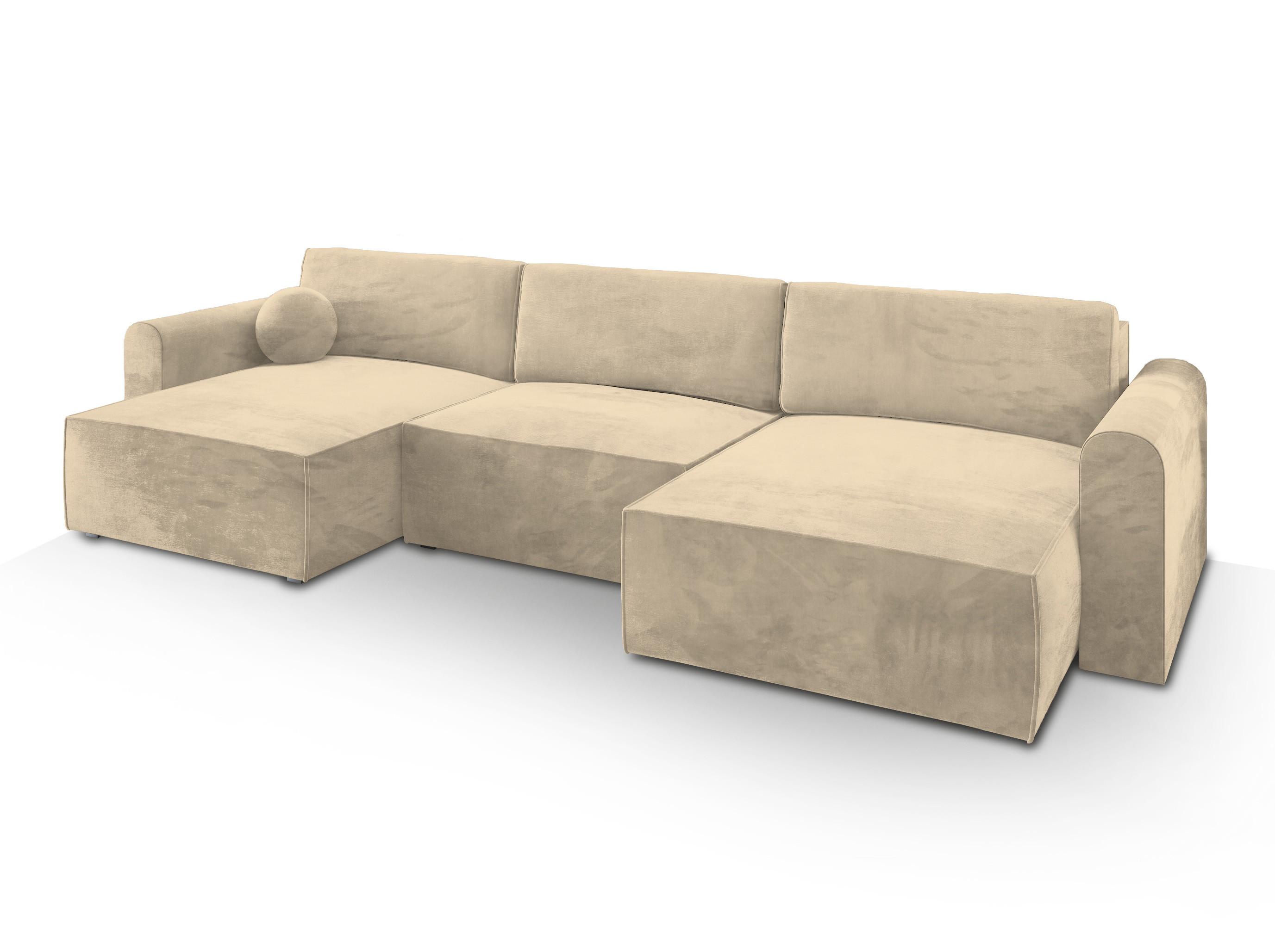 wohnli-moebel-suche-800000944867 Wohnli Möbelsuche - WOHNLANDSCHAFT FENTO M Creme Velours-Stoff mit Schlaffunktion