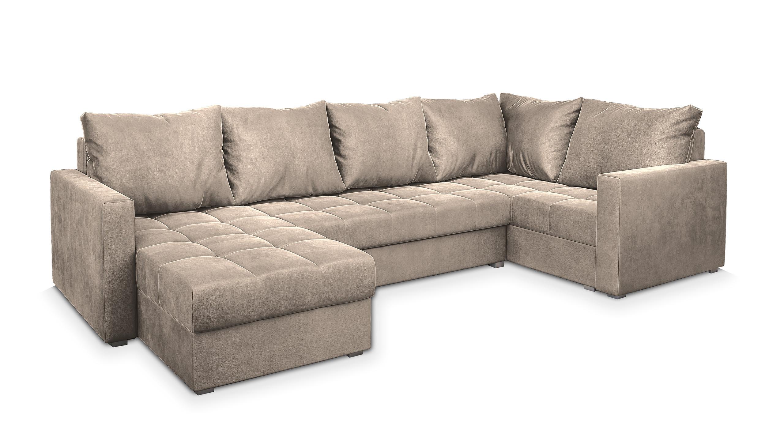 wohnli-moebel-suche-800000944869 Wohnli Möbelsuche - WOHNLANDSCHAFT LORIVO L-S Beige Plüsch-Stoff mit Schlaffunktion