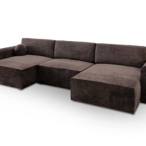 Wohnli Möbelsuche - WOHNLANDSCHAFT FENTO M Braun Velours-Stoff mit Schlaffunktion